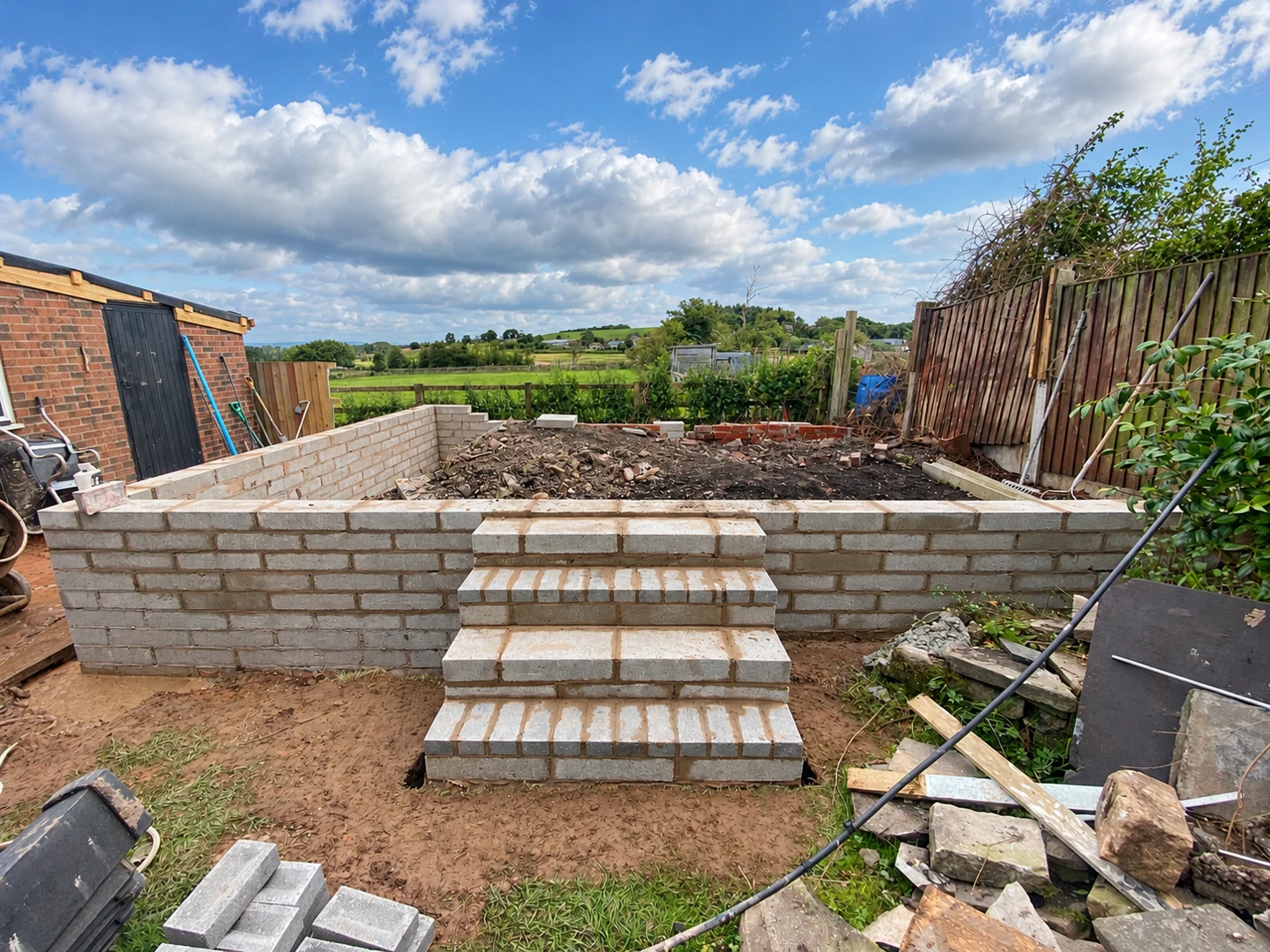 The raised terrace taking shape during the Brinscall terrace transformation